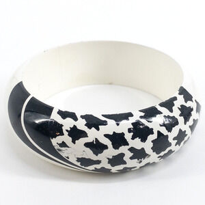 Chunky Black & White Abstract Splatter Bangle Bracelet